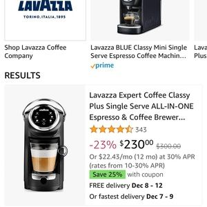 New in box Lavazza classy plus single serve espresso& coffee brewer!!
